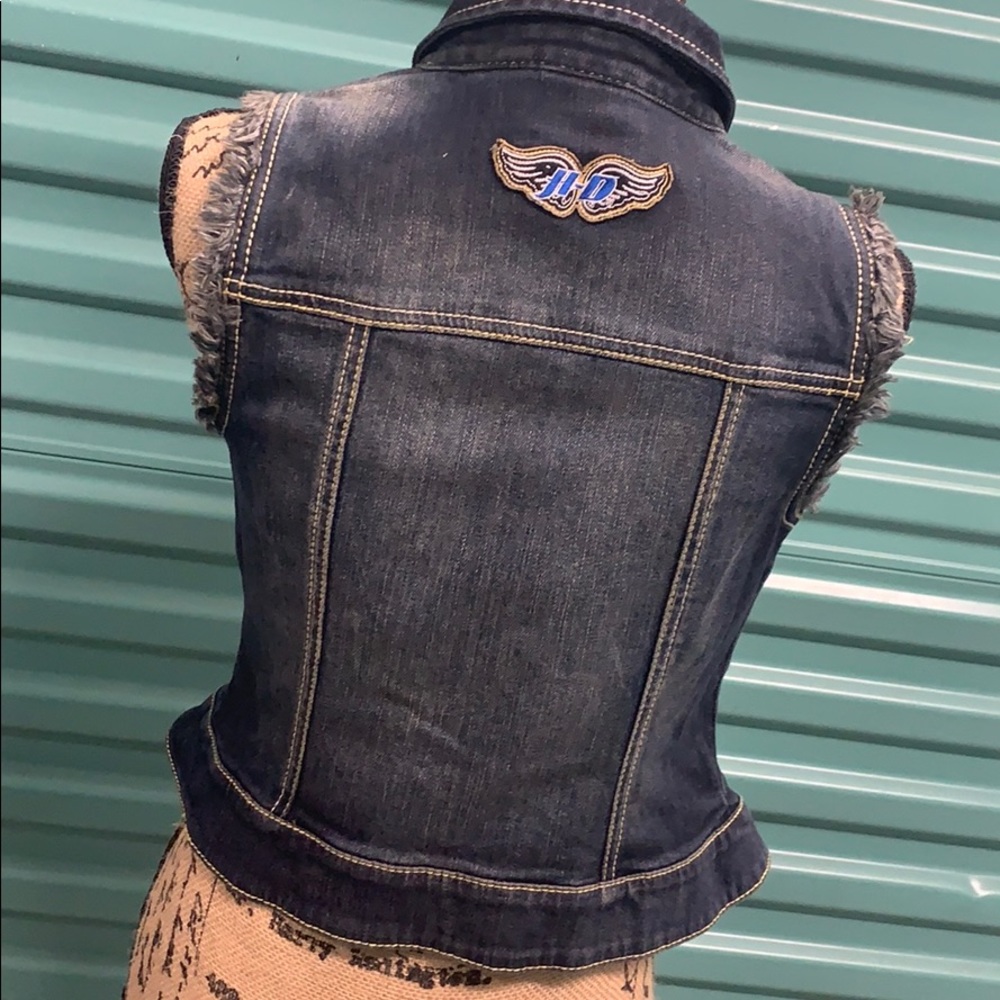 Harley Davidson zip up denim vest - Picture 5 of 8